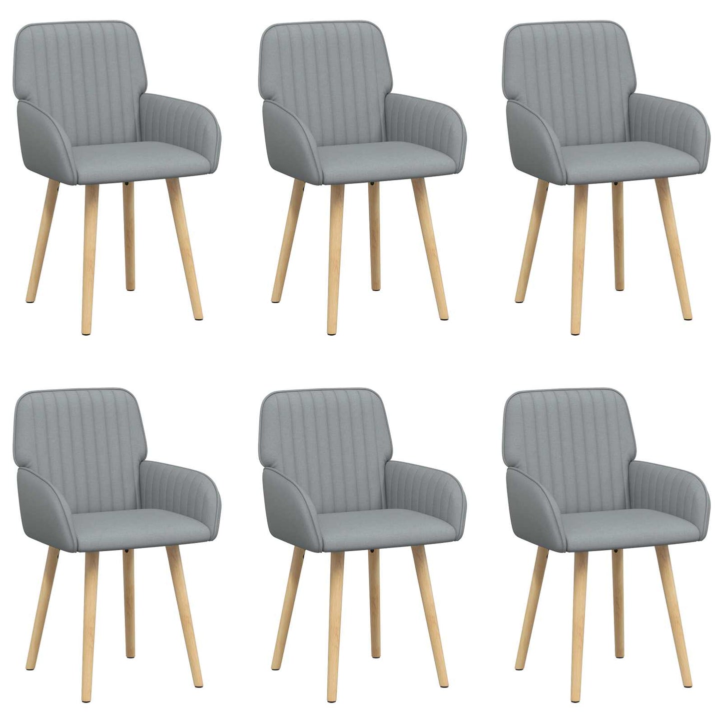 vidaXL Καρέκλες φαγητού 6 pcs Ύφασμα Ανοιχτό γκρι 56,5 x 50 x 87,5 εκ.