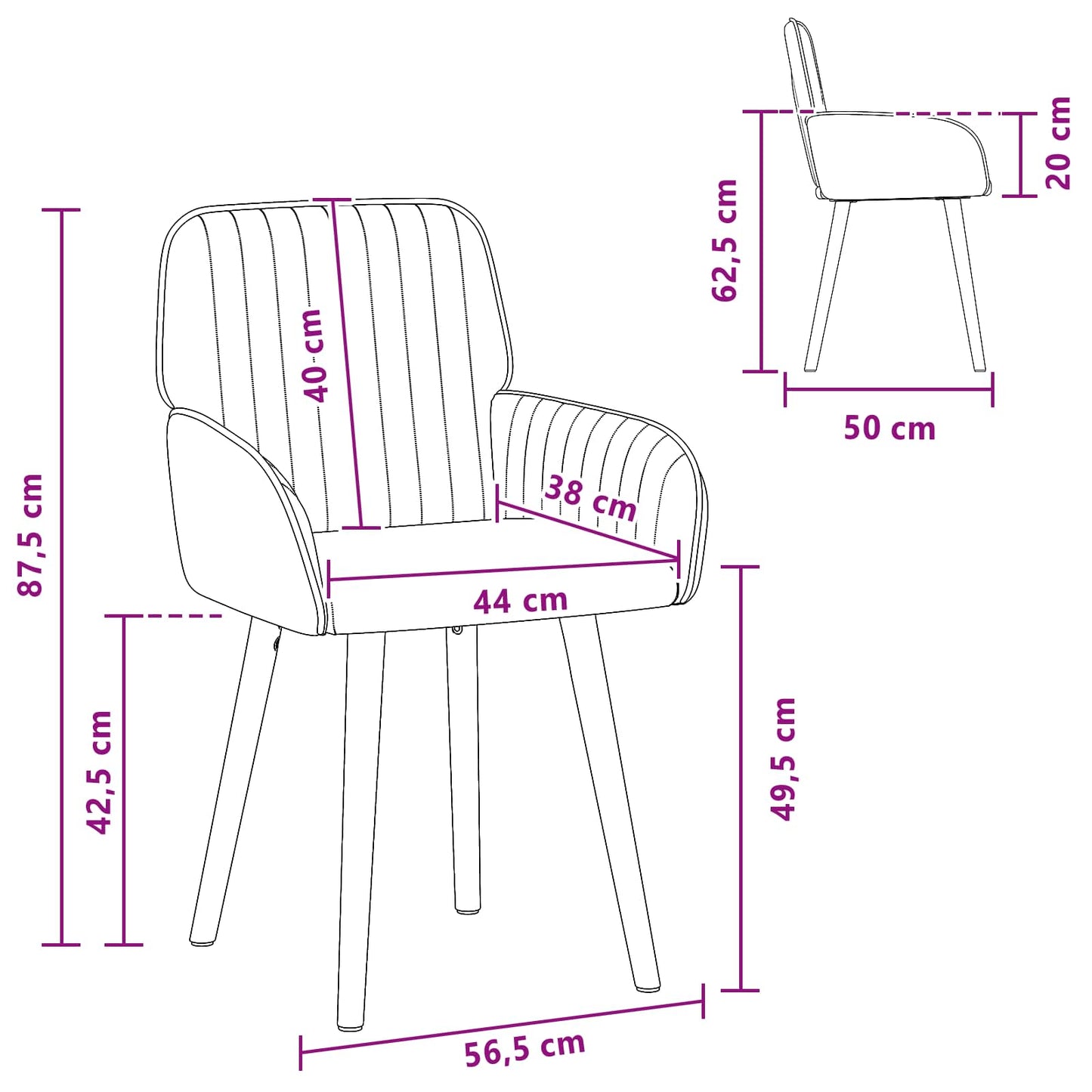 vidaXL Καρέκλες φαγητού 6 pcs Ύφασμα Ανοιχτό γκρι 56,5 x 50 x 87,5 εκ.