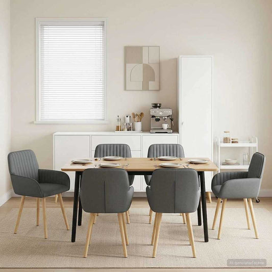 vidaXL Καρέκλες φαγητού 6 pcs Ύφασμα Σκούρο Γκρι 56,5 x 50 x 87,5 εκ.