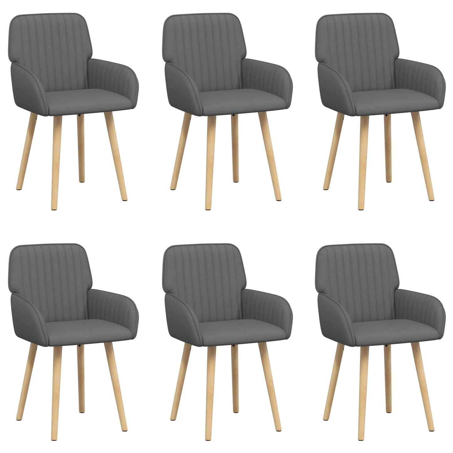 vidaXL Καρέκλες φαγητού 6 pcs Ύφασμα Σκούρο Γκρι 56,5 x 50 x 87,5 εκ.
