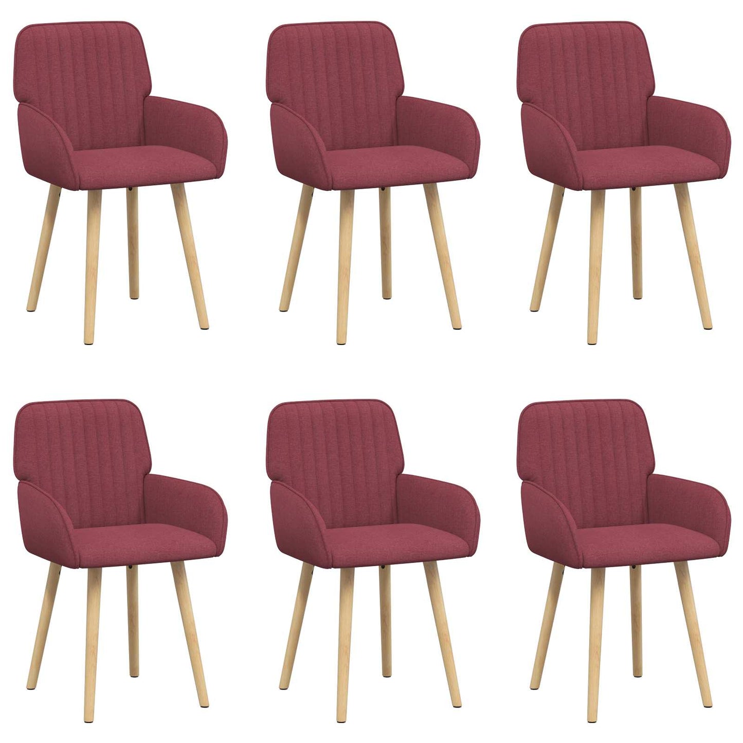 vidaXL Καρέκλες φαγητού 6 pcs Ύφασμα Κόκκινο 56,5 x 50 x 87,5 εκ.