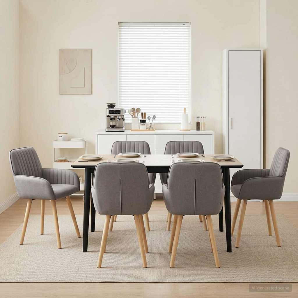 vidaXL Καρέκλες φαγητού 6 pcs Ύφασμα Taupe 56,5 x 50 x 87,5 εκ.