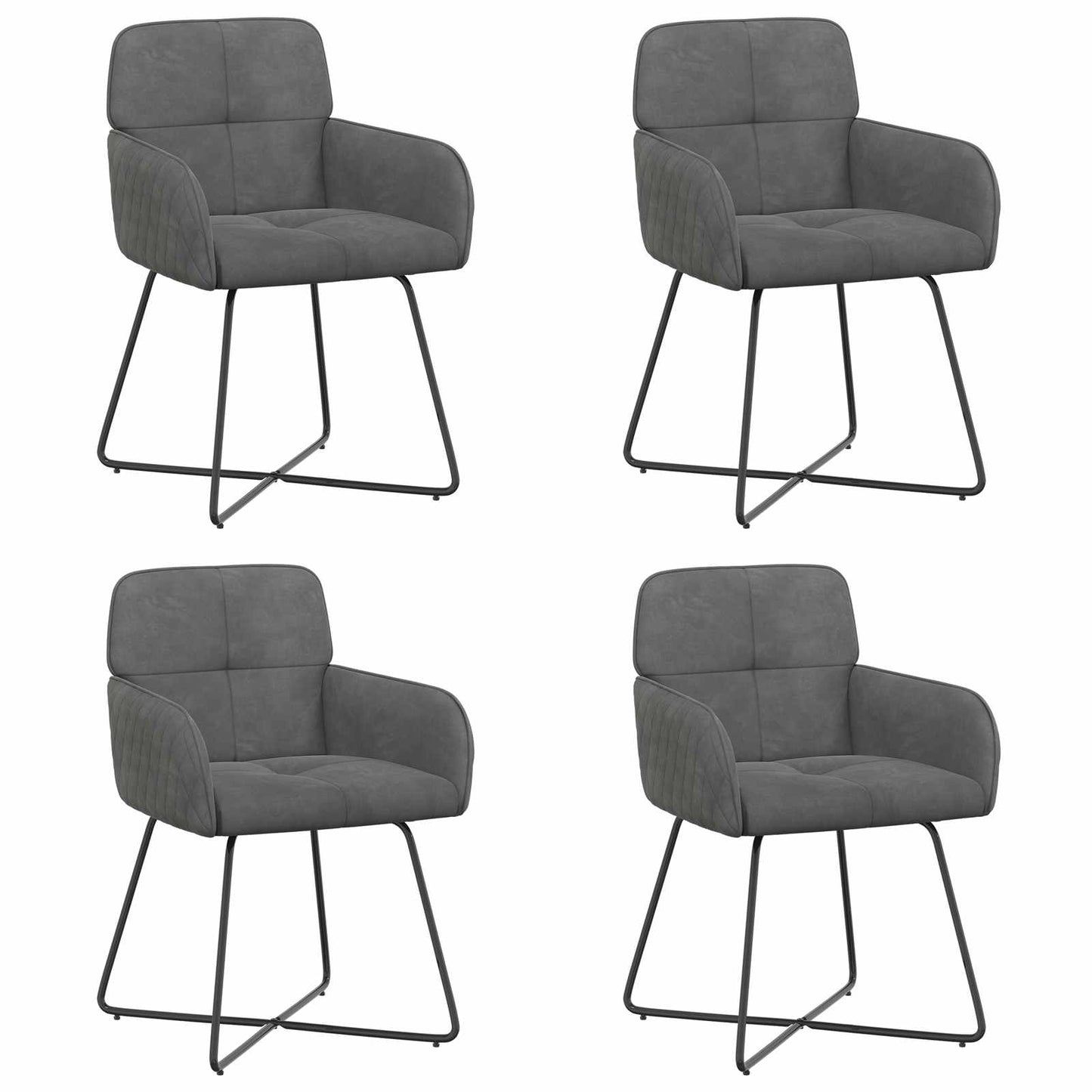 vidaXL Καρέκλες φαγητού 4 pcs Βελούδο Σκούρο Γκρι 59 x 56,5 x 86 εκ.