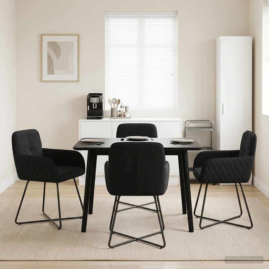 vidaXL Καρέκλες φαγητού 4 pcs Βελούδο Μαύρο 59 x 56,5 x 86 εκ.