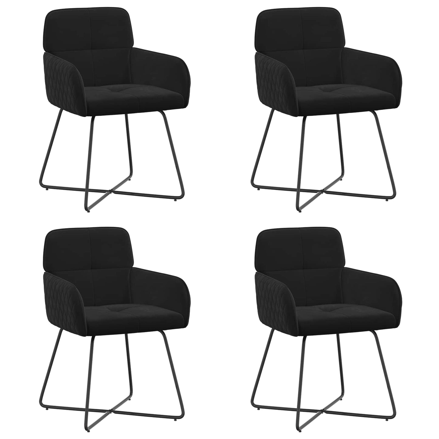 vidaXL Καρέκλες φαγητού 4 pcs Βελούδο Μαύρο 59 x 56,5 x 86 εκ.