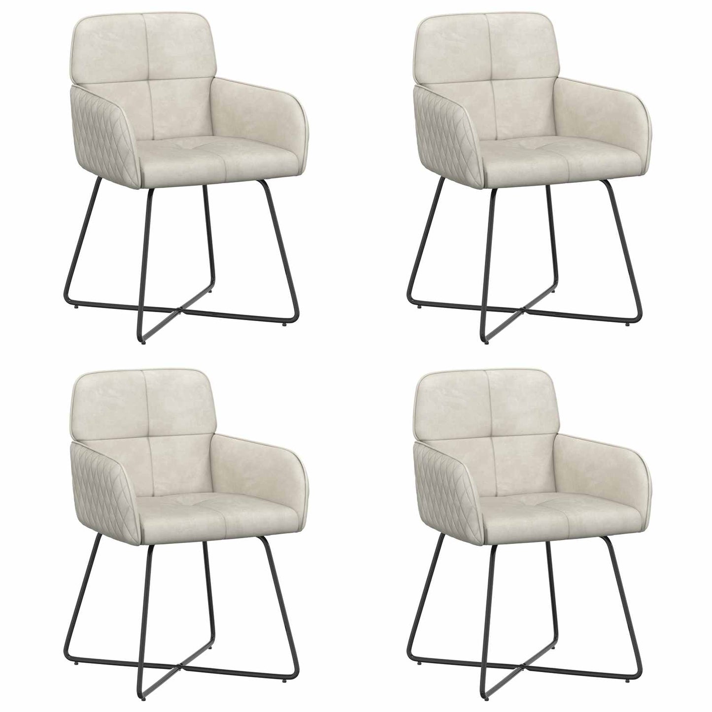 vidaXL Καρέκλες φαγητού 4 pcs Βελούδο Κρεμ 59 x 56,5 x 86 εκ.