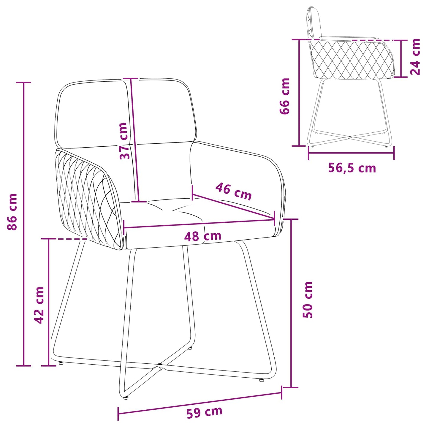 vidaXL Καρέκλες φαγητού 4 pcs Βελούδο Κρεμ 59 x 56,5 x 86 εκ.