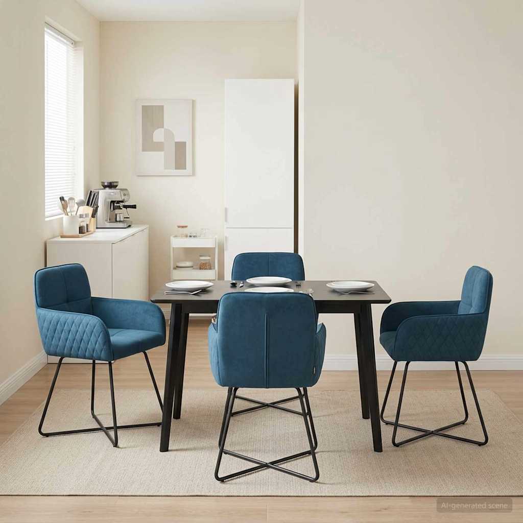 vidaXL Καρέκλες φαγητού 4 pcs Βελούδο Μπλε 59 x 56,5 x 86 εκ.