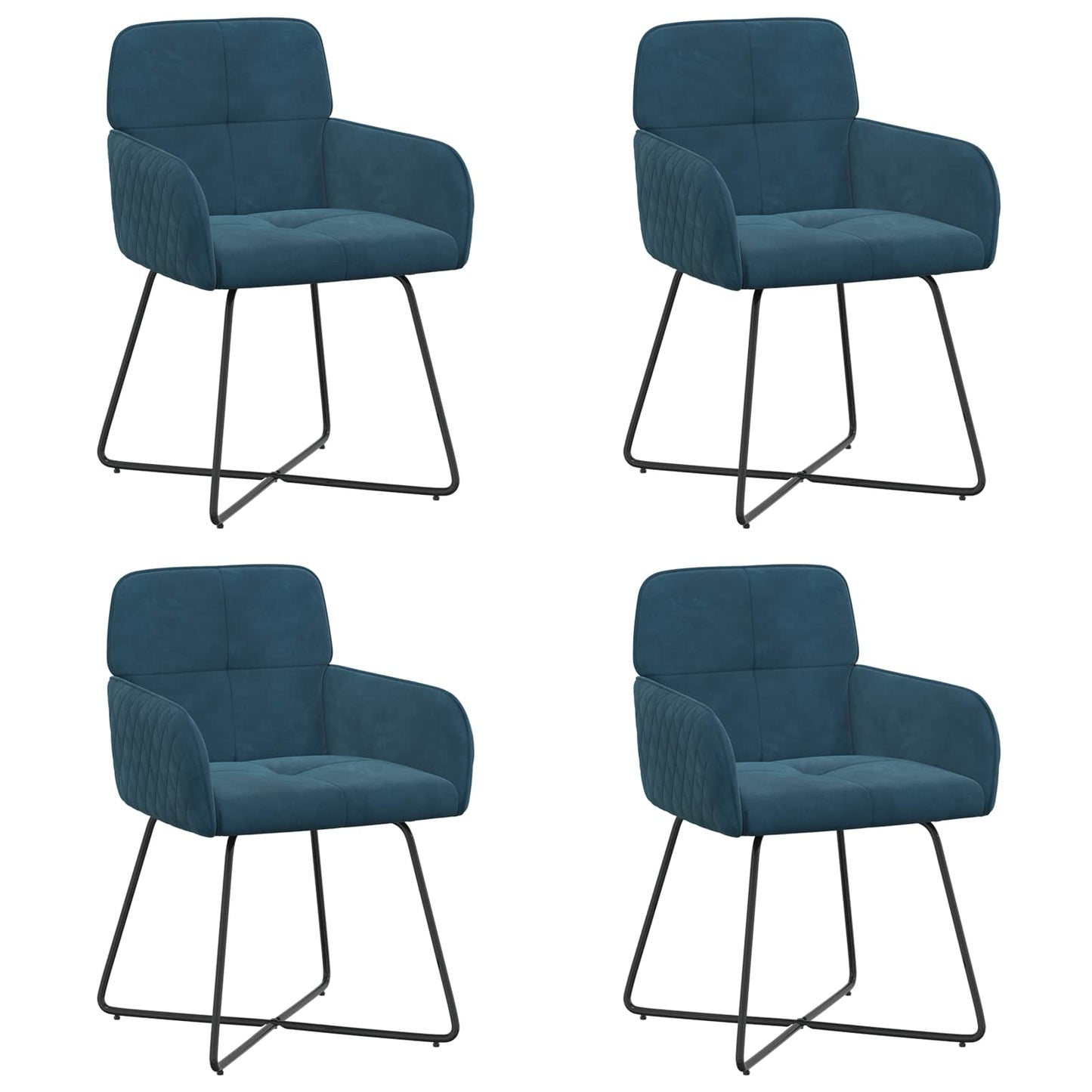 vidaXL Καρέκλες φαγητού 4 pcs Βελούδο Μπλε 59 x 56,5 x 86 εκ.