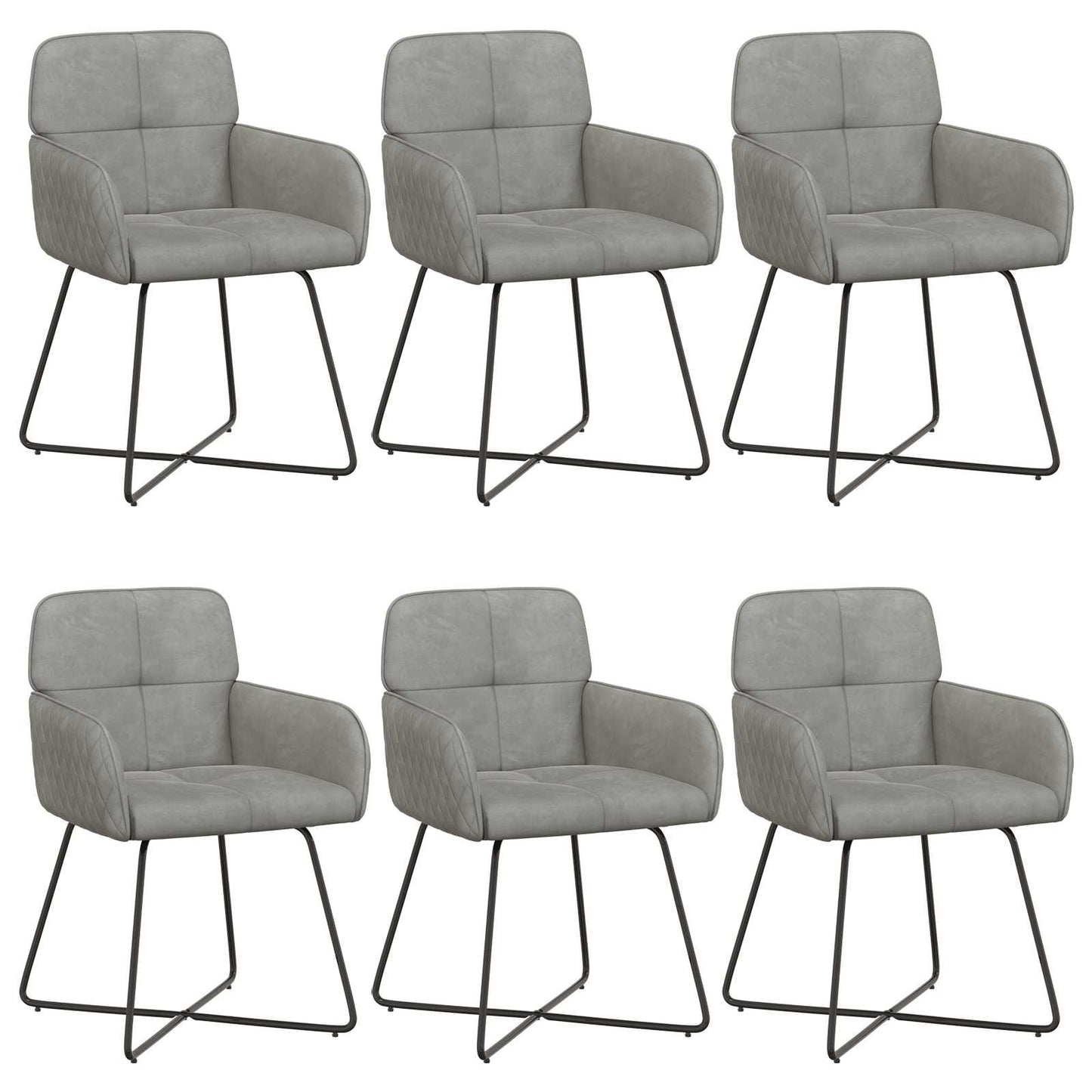 vidaXL Καρέκλες φαγητού 6 pcs Βελούδο Ανοιχτό γκρι 59 x 56,5 x 86 εκ.