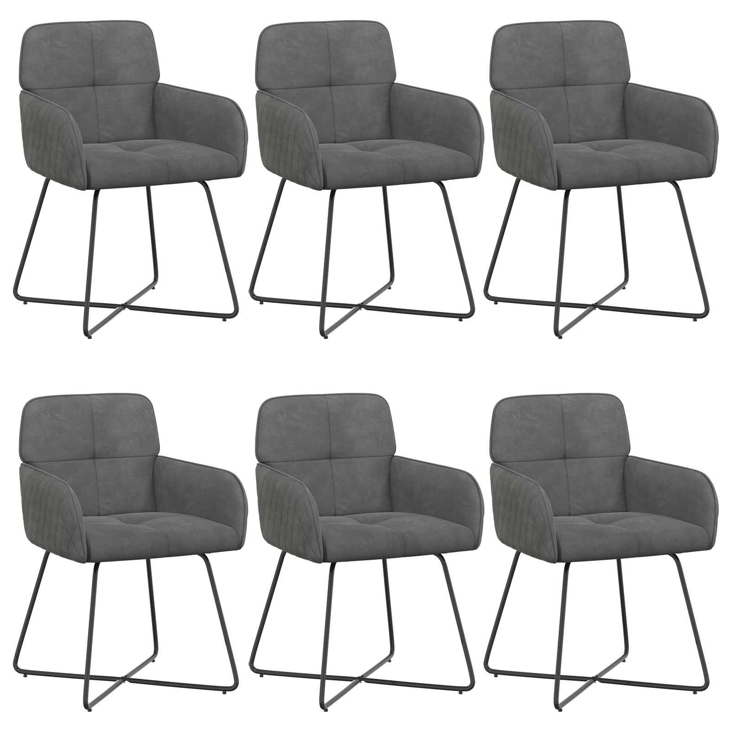 vidaXL Καρέκλες φαγητού 6 pcs Βελούδο Σκούρο Γκρι 59 x 56,5 x 86 εκ.