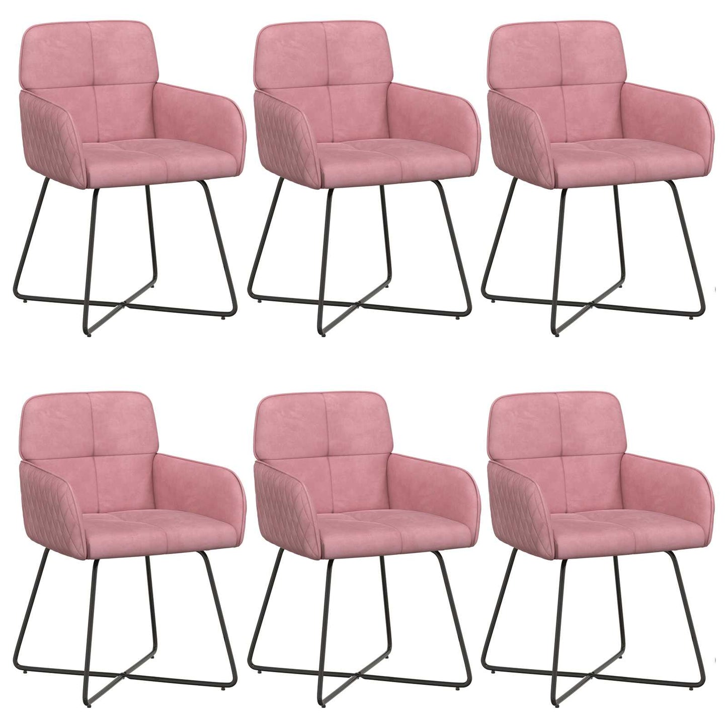 vidaXL Καρέκλες φαγητού 6 pcs Βελούδο Ροζ 59 x 56,5 x 86 εκ.