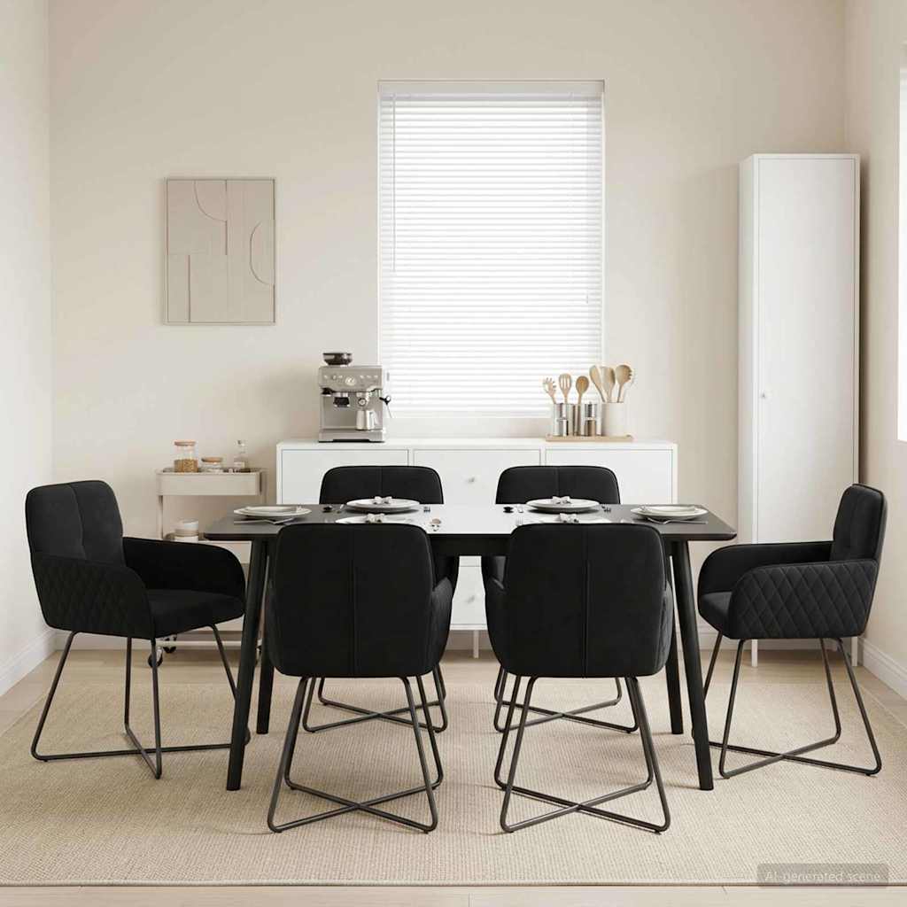 vidaXL Καρέκλες φαγητού 6 pcs Βελούδο Μαύρο 59 x 56,5 x 86 εκ.