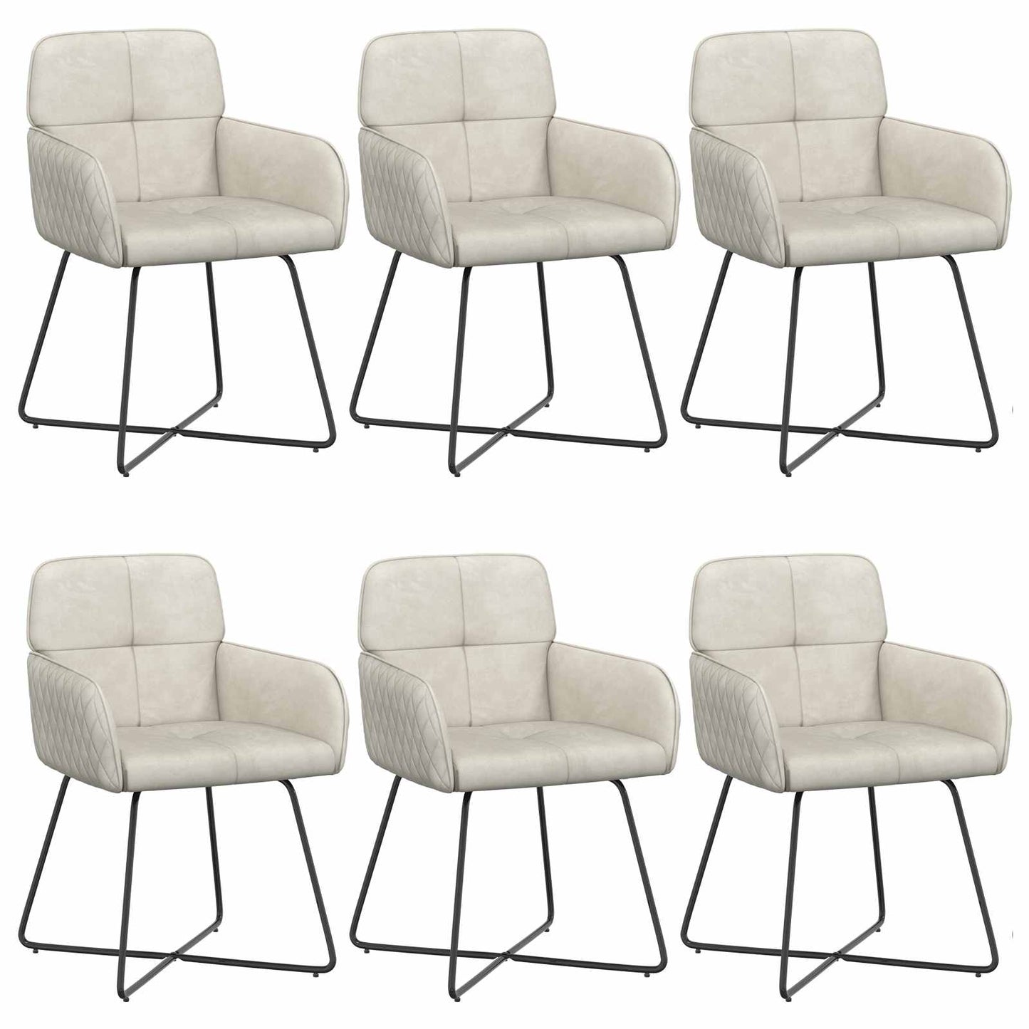vidaXL Καρέκλες φαγητού 6 pcs Βελούδο Κρεμ 59 x 56,5 x 86 εκ.