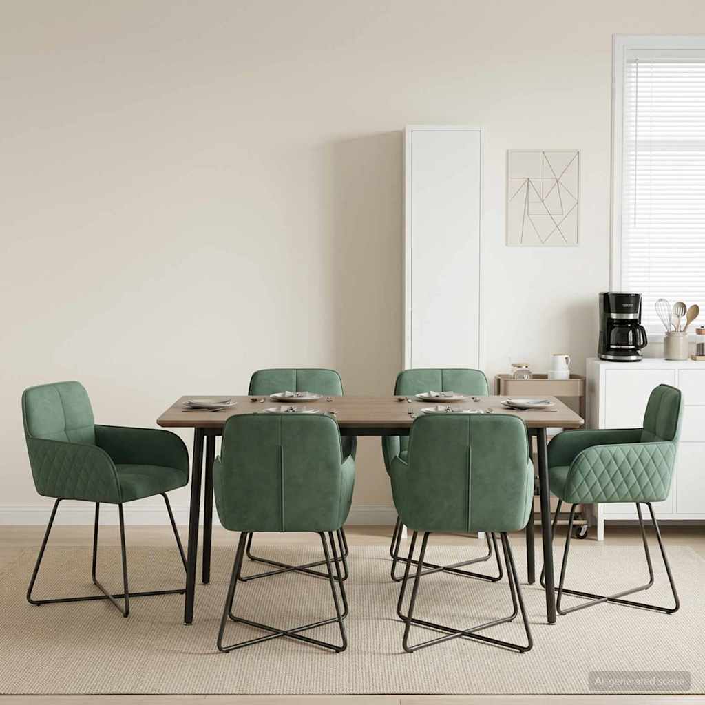 vidaXL Καρέκλες φαγητού 6 pcs Βελούδο Θαλασσί 59 x 56,5 x 86 εκ.