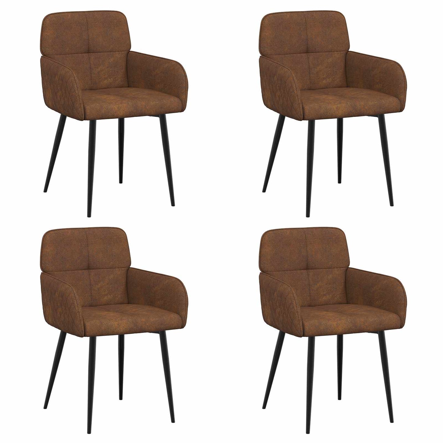 vidaXL Καρέκλες φαγητού 4 pcs Φιλικό Δερμάτινο Σουέντ Καφέ