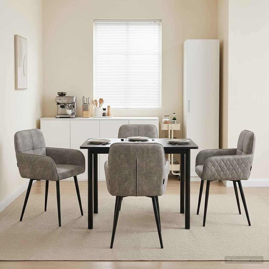 vidaXL Καρέκλες φαγητού 4 pcs Φιλικό Δερμάτινο Σουέντ Ανοιχτό γκρι