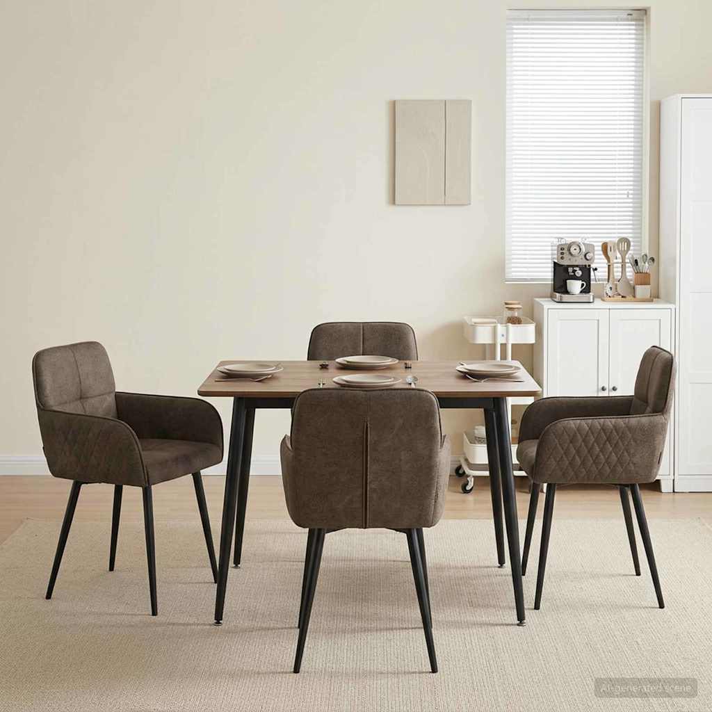 vidaXL Καρέκλες φαγητού 4 pcs Φιλικό Δερμάτινο Σουέντ Σκούρο Γκρι