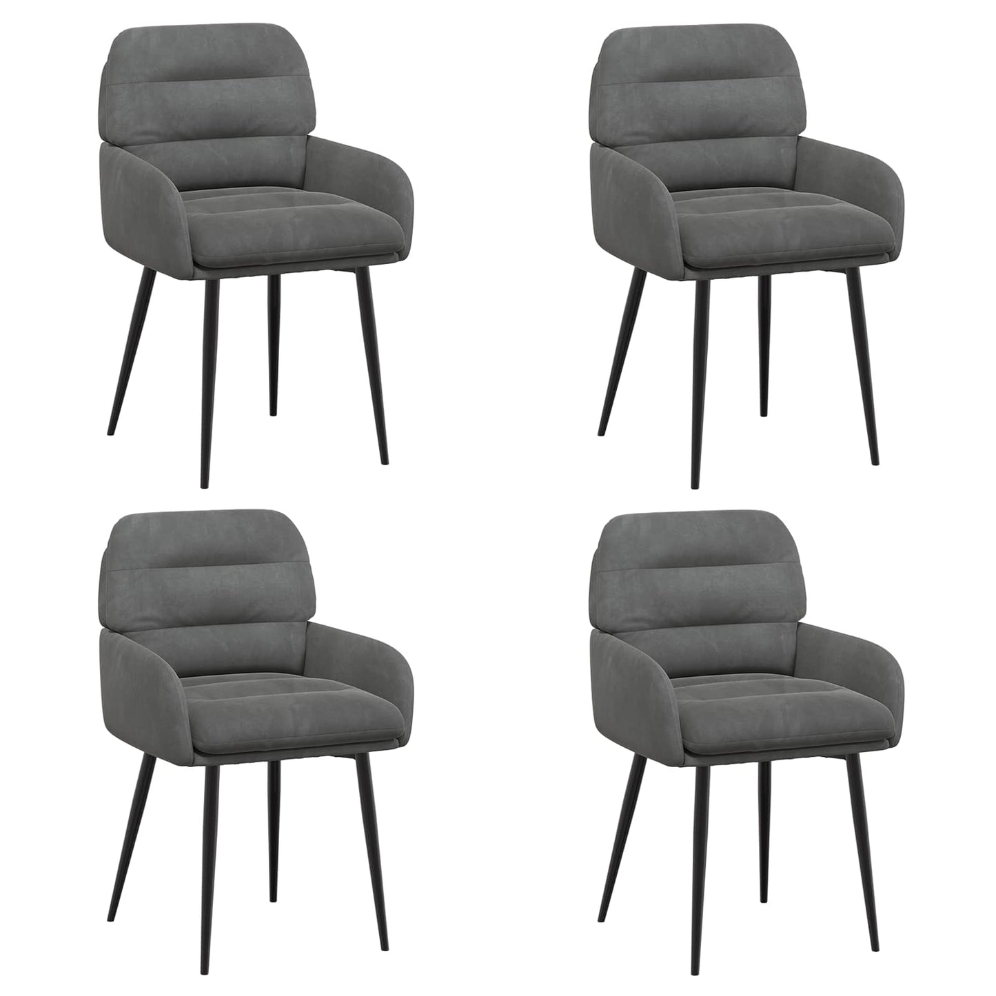 vidaXL Καρέκλες φαγητού 4 pcs Βελούδο Σκούρο Γκρι 59 x 59,5 x 90 εκ