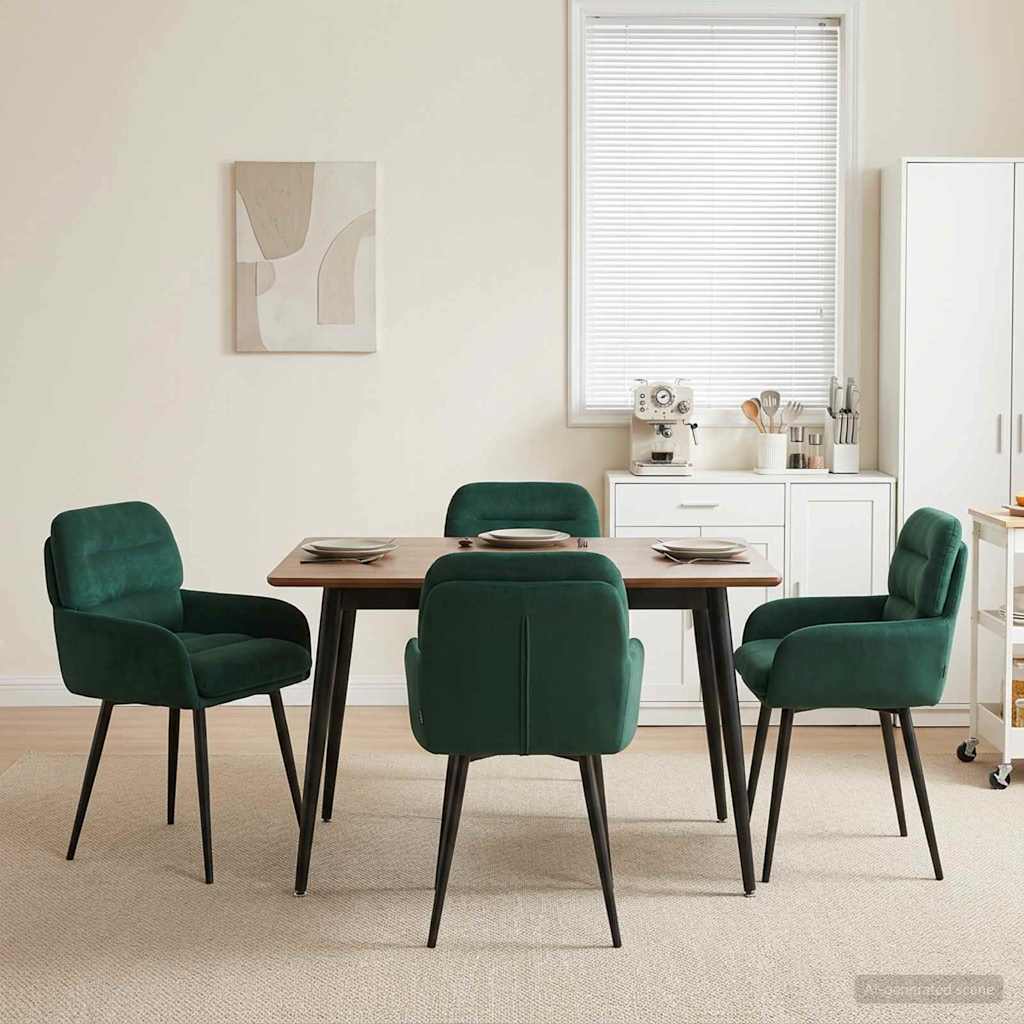 vidaXL Καρέκλες φαγητού 4 pcs Βελούδο Σκούρο Πράσινο 59 x 59,5 x 90 εκ