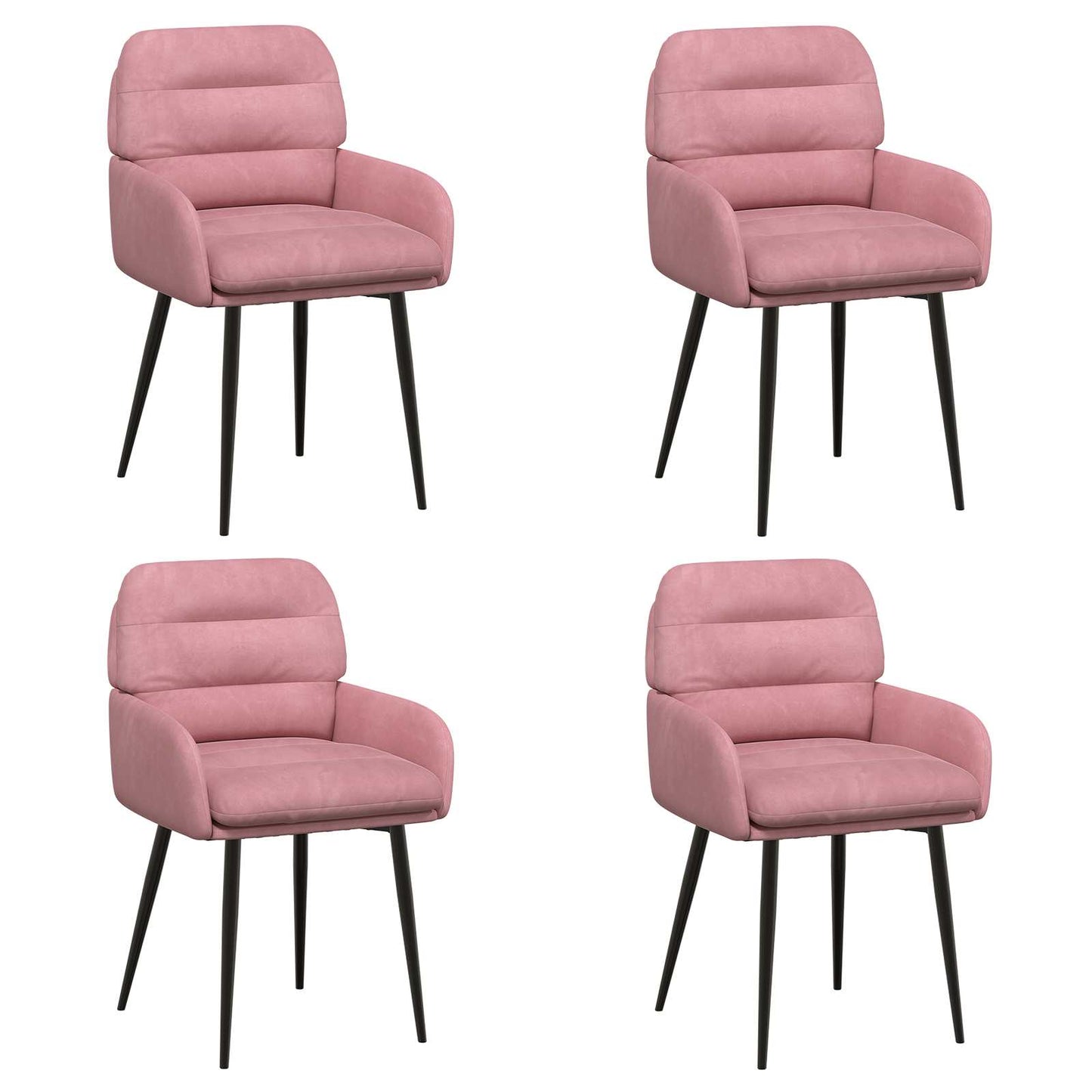 vidaXL Καρέκλες φαγητού 4 pcs Βελούδο Ροζ 59 x 59,5 x 90 εκ
