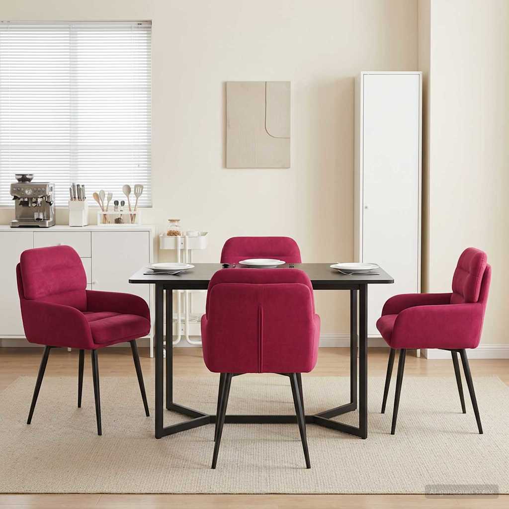vidaXL Καρέκλες φαγητού 4 pcs Βελούδο Κόκκινο 59 x 59,5 x 90 εκ