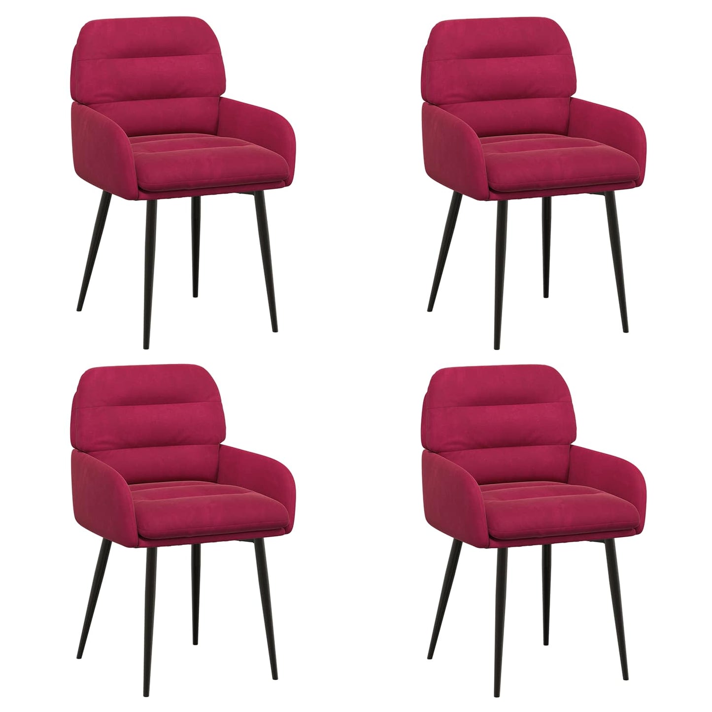 vidaXL Καρέκλες φαγητού 4 pcs Βελούδο Κόκκινο 59 x 59,5 x 90 εκ
