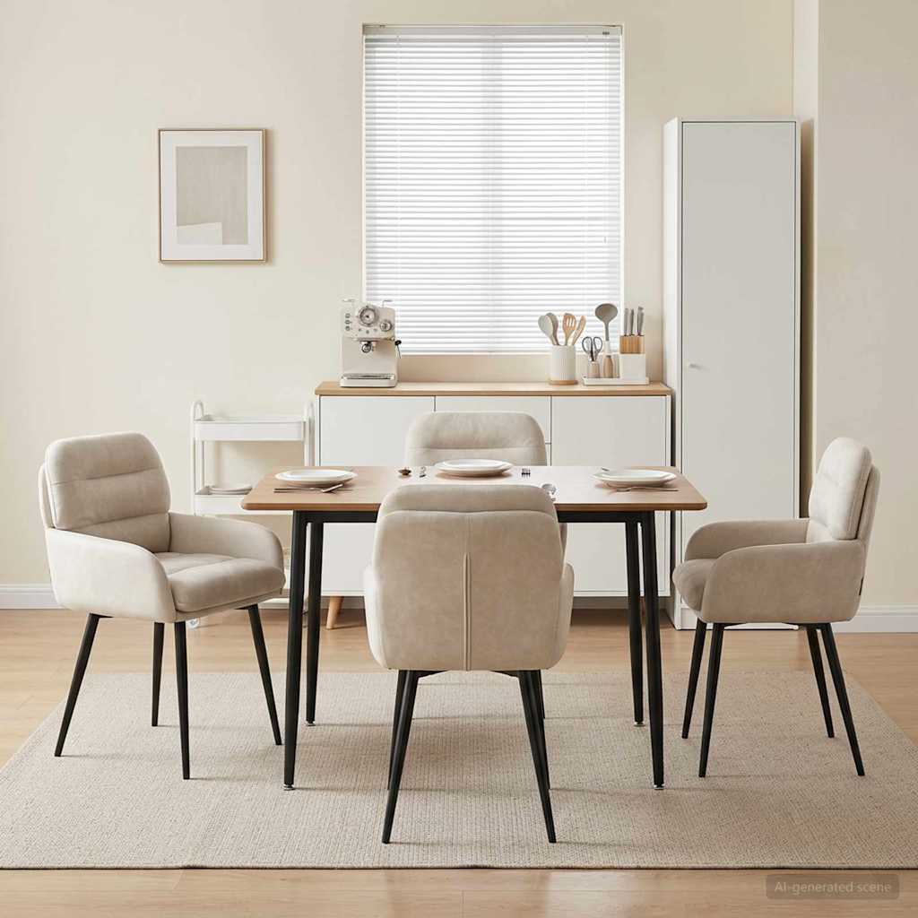 vidaXL Καρέκλες φαγητού 4 pcs Βελούδο Κρεμ 59 x 59,5 x 90 εκ