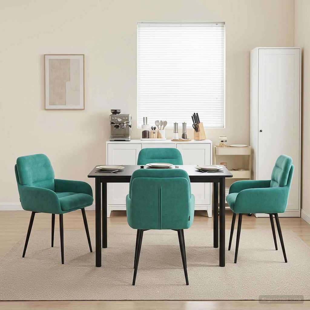 vidaXL Καρέκλες φαγητού 4 pcs Βελούδο Τιρκουάζ 59 x 59,5 x 90 εκ