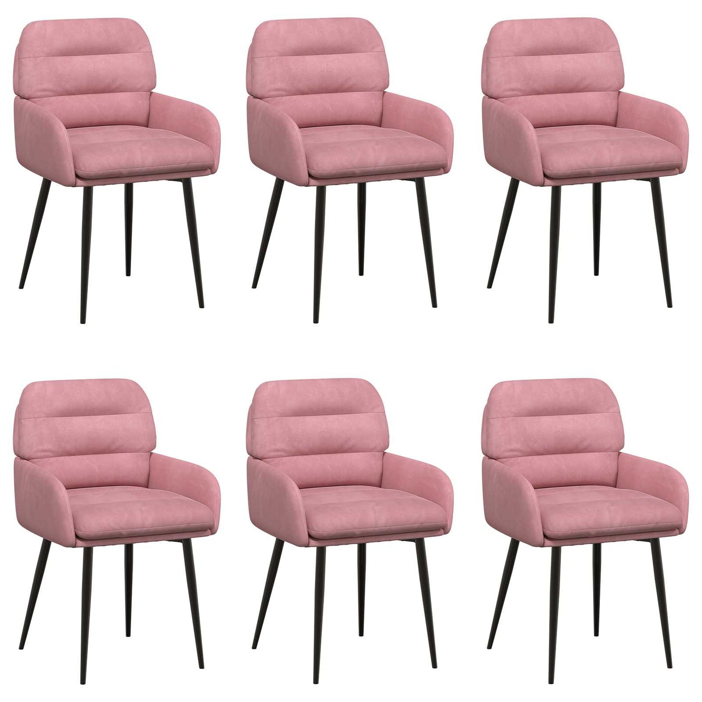 vidaXL Καρέκλες φαγητού 6 pcs Βελούδο Ροζ 59 x 59,5 x 90 εκ
