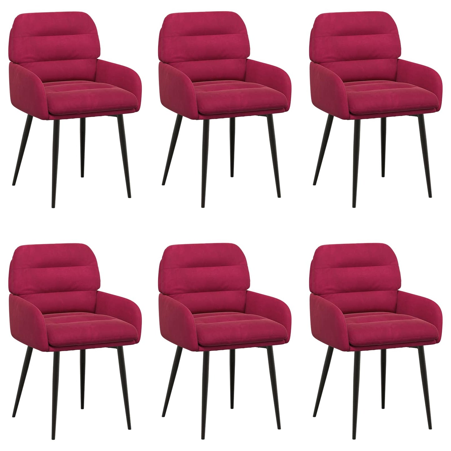 vidaXL Καρέκλες φαγητού 6 pcs Βελούδο Κόκκινο 59 x 59,5 x 90 εκ