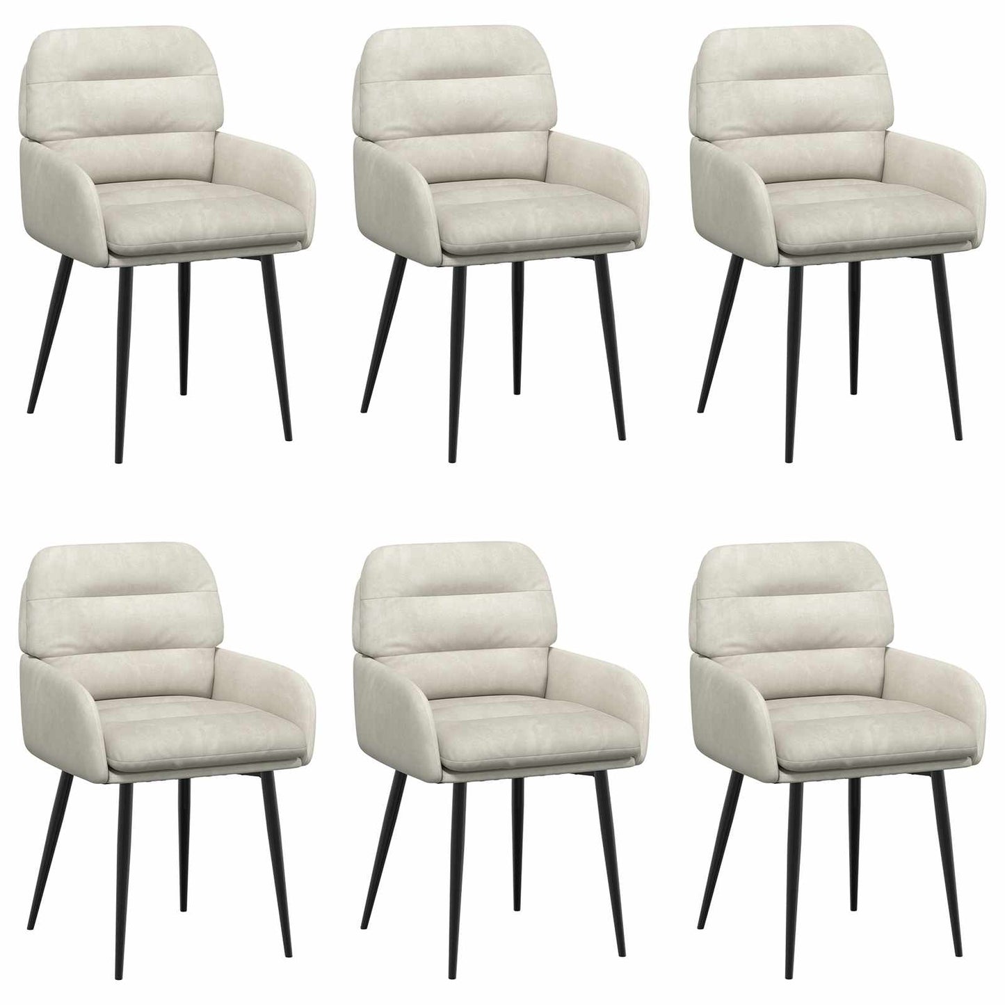 vidaXL Καρέκλες φαγητού 6 pcs Βελούδο Κρεμ 59 x 59,5 x 90 εκ