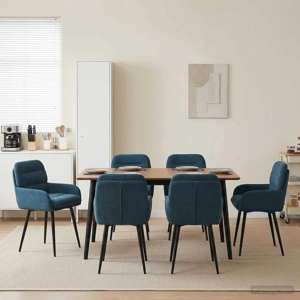 vidaXL Καρέκλες φαγητού 6 pcs Βελούδο Μπλε 59 x 59,5 x 90 εκ