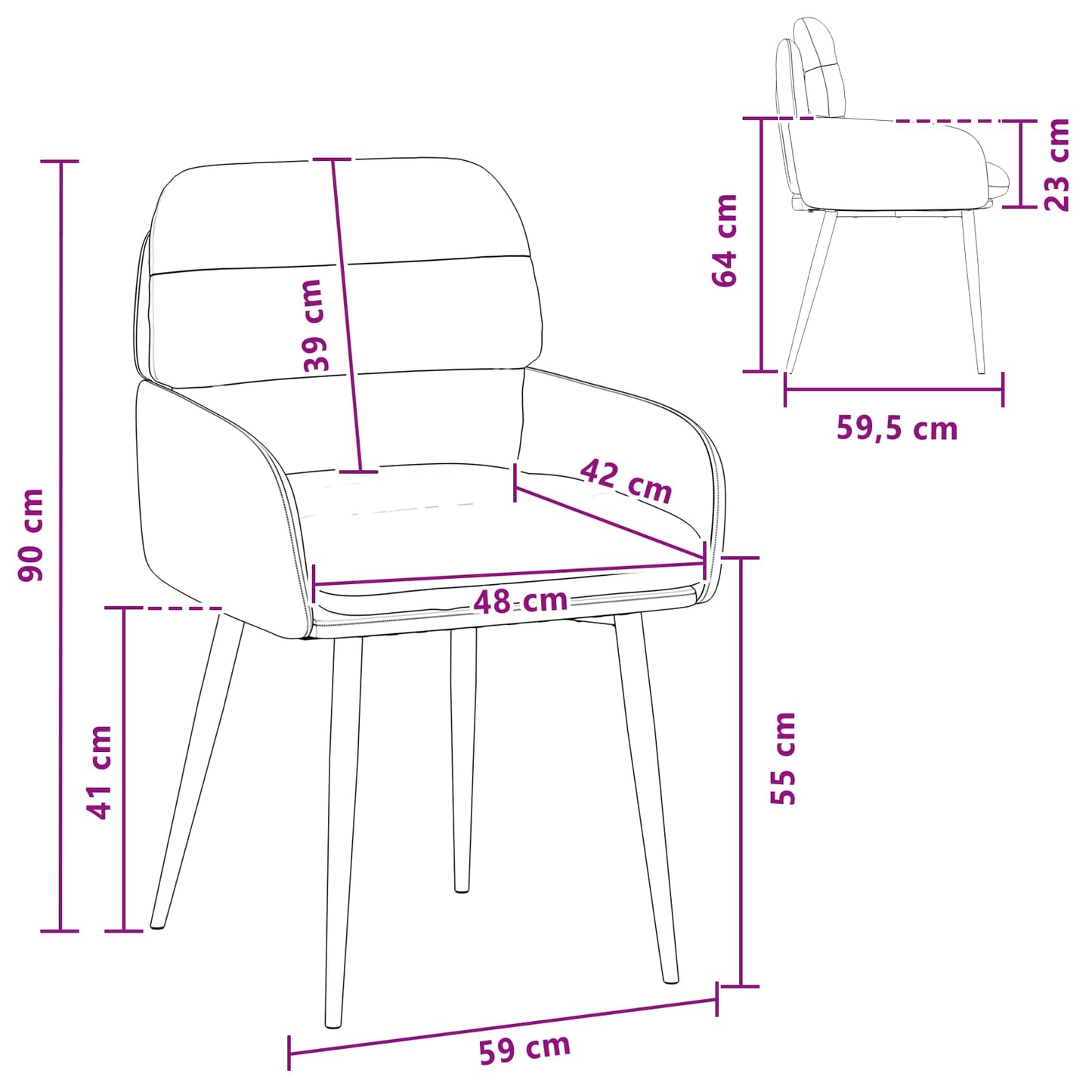 vidaXL Καρέκλες φαγητού 6 pcs Βελούδο Μπλε 59 x 59,5 x 90 εκ