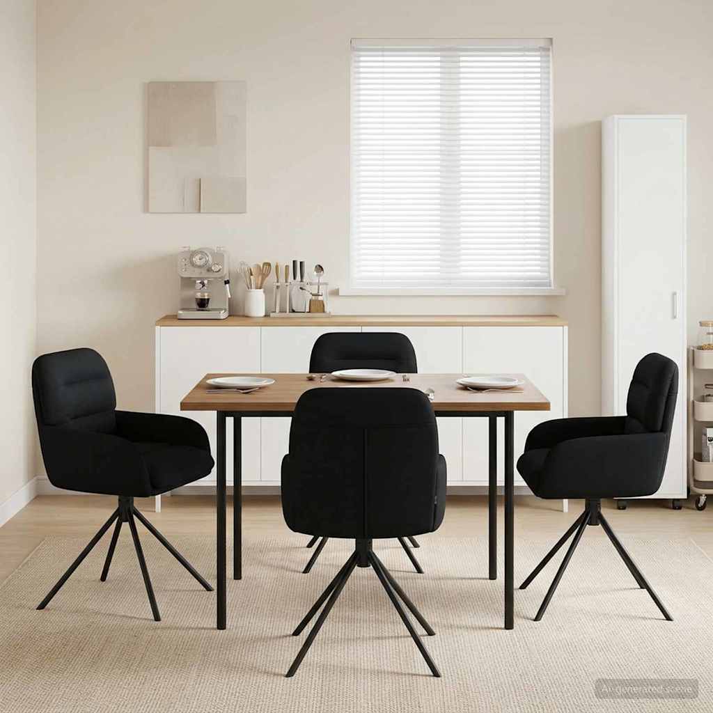 vidaXL Γυριστές καρέκλες φαγητού 4 pcs Τεχνητό Δέρμα Μαύρο