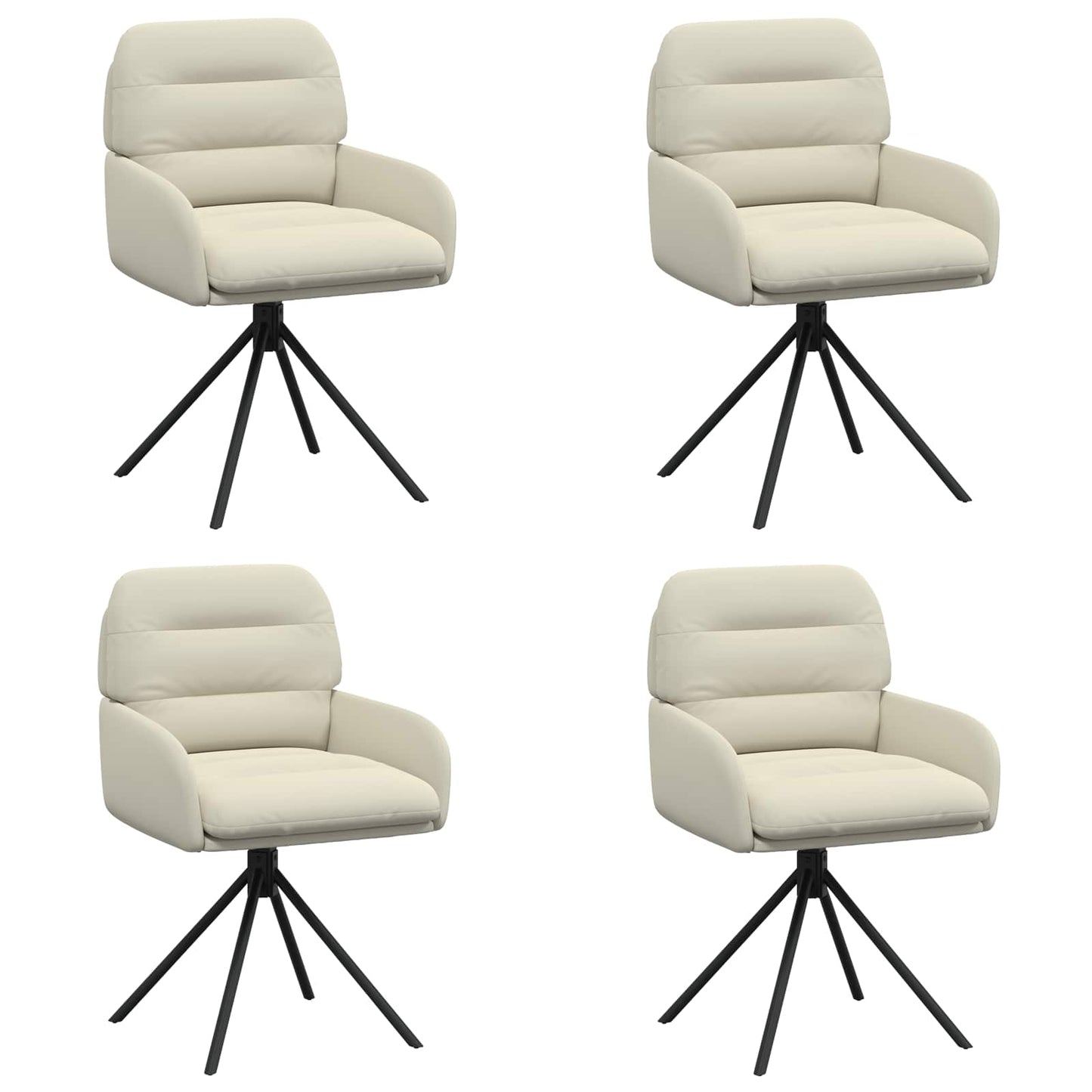vidaXL Γυριστές καρέκλες φαγητού 4 pcs Τεχνητό Δέρμα Κρεμ