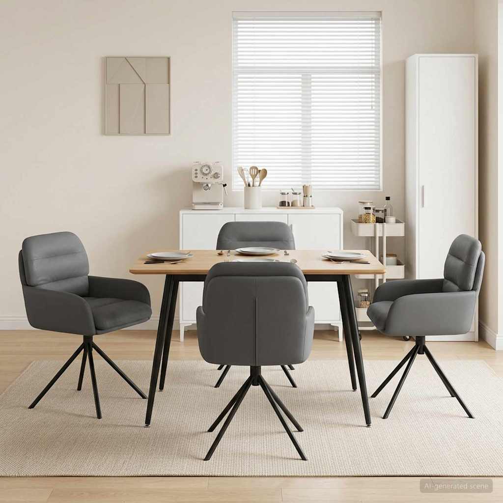 vidaXL Γυριστές καρέκλες φαγητού 4 pcs Τεχνητό Δέρμα Γκρι