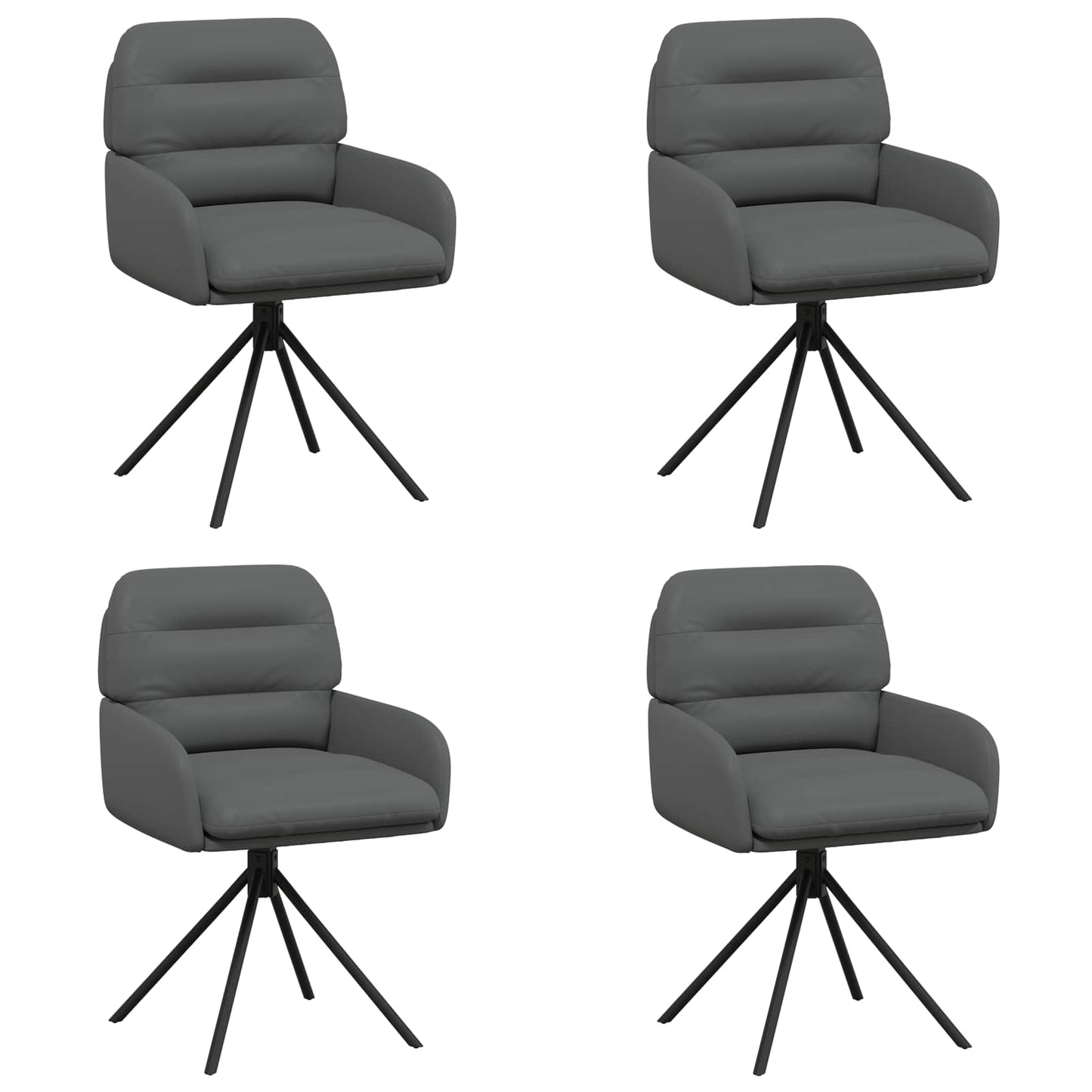 vidaXL Γυριστές καρέκλες φαγητού 4 pcs Τεχνητό Δέρμα Γκρι