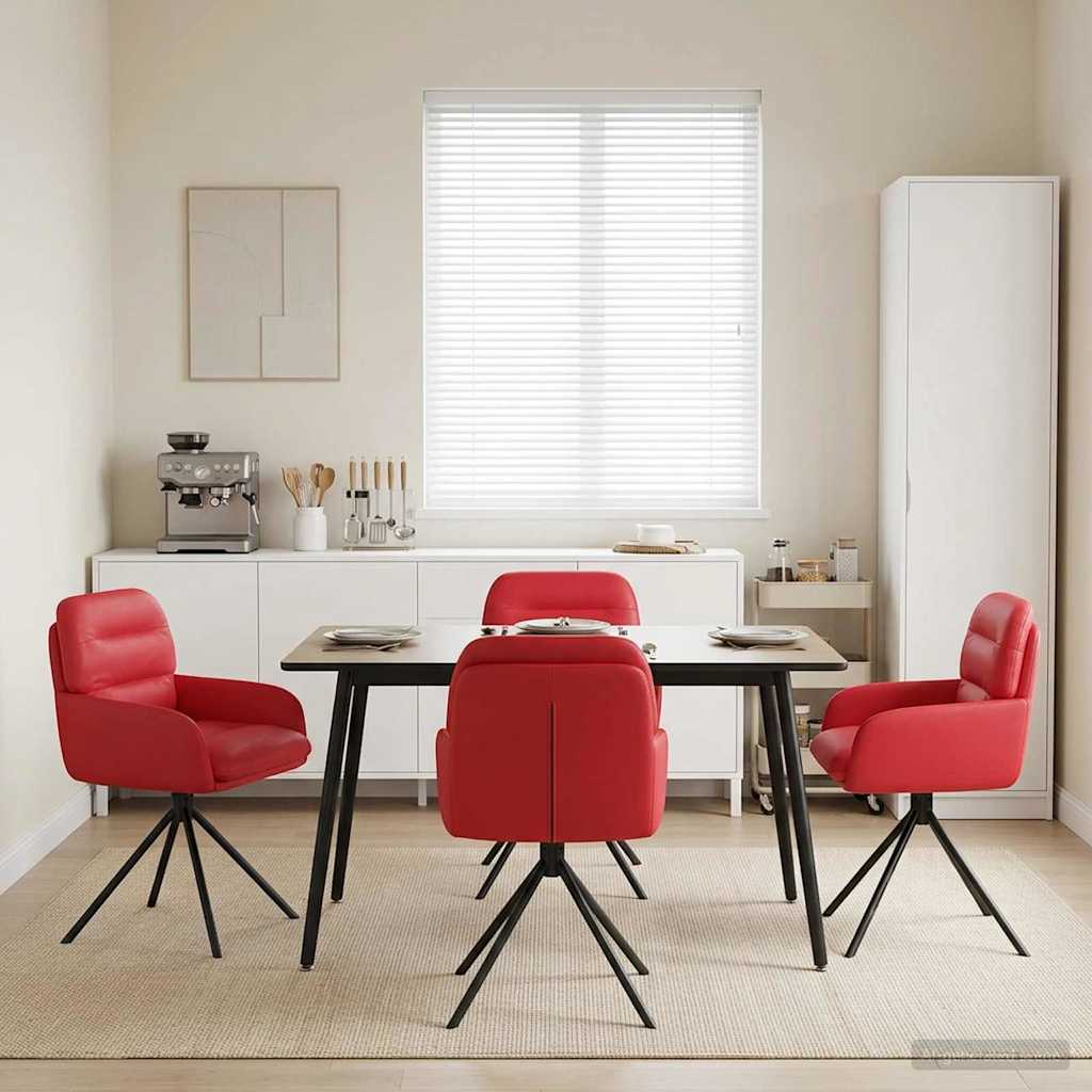 vidaXL Γυριστές καρέκλες φαγητού 4 pcs Τεχνητό Δέρμα Κόκκινο