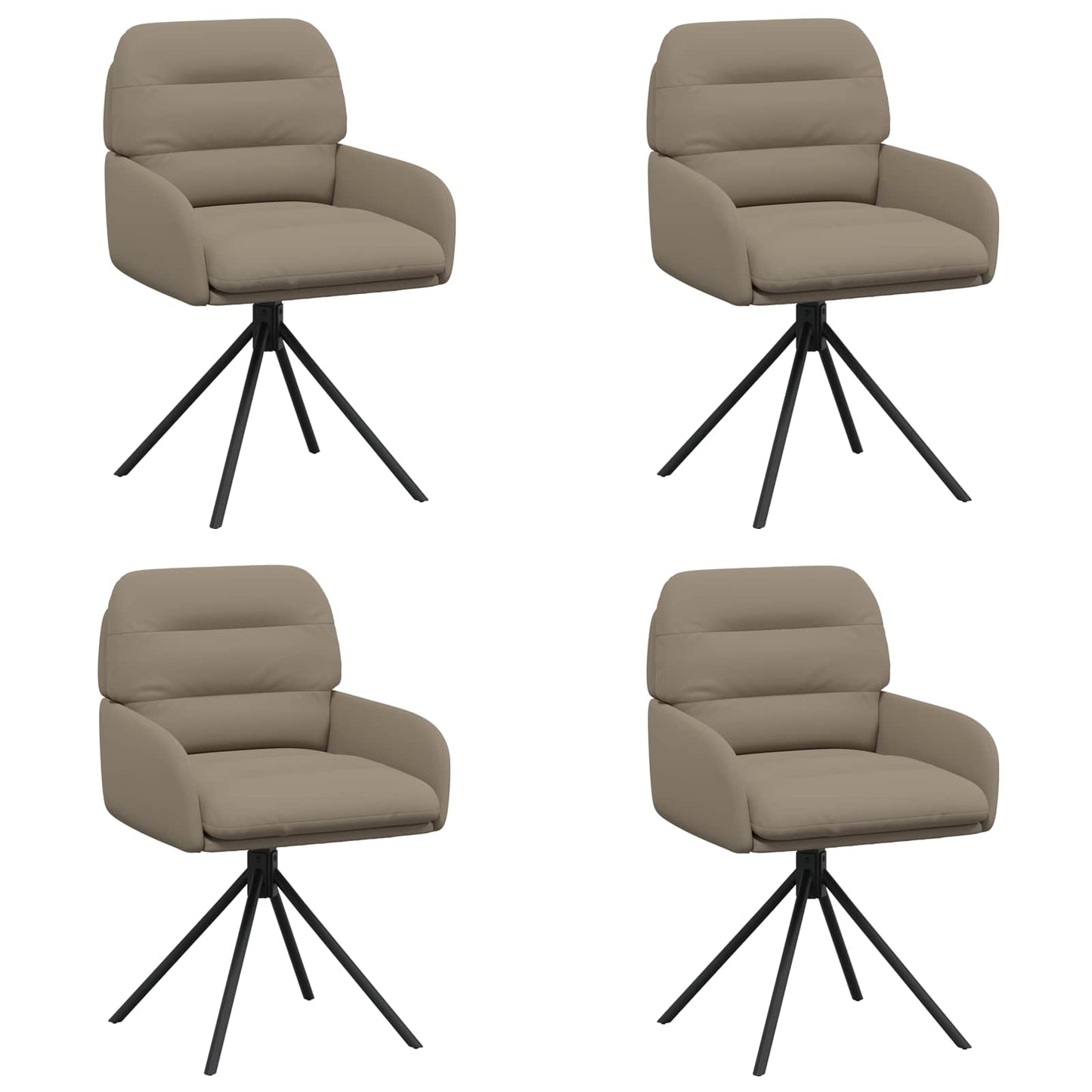 vidaXL Γυριστές καρέκλες φαγητού 4 pcs Τεχνητό Δέρμα Καπουτσίνο