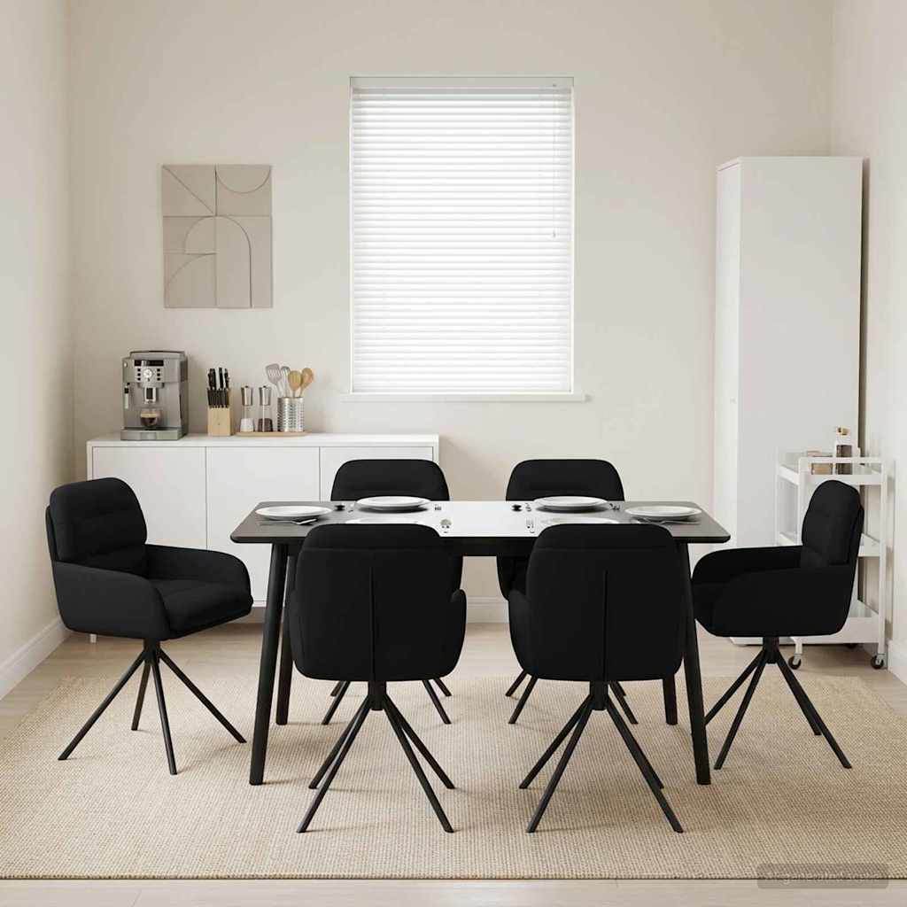 vidaXL Γυριστές καρέκλες φαγητού 6 pcs Τεχνητό Δέρμα Μαύρο