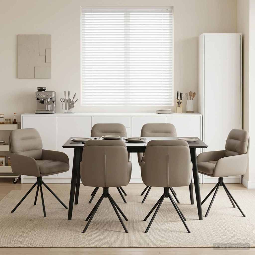 vidaXL Γυριστές καρέκλες φαγητού 6 pcs Τεχνητό Δέρμα Καπουτσίνο