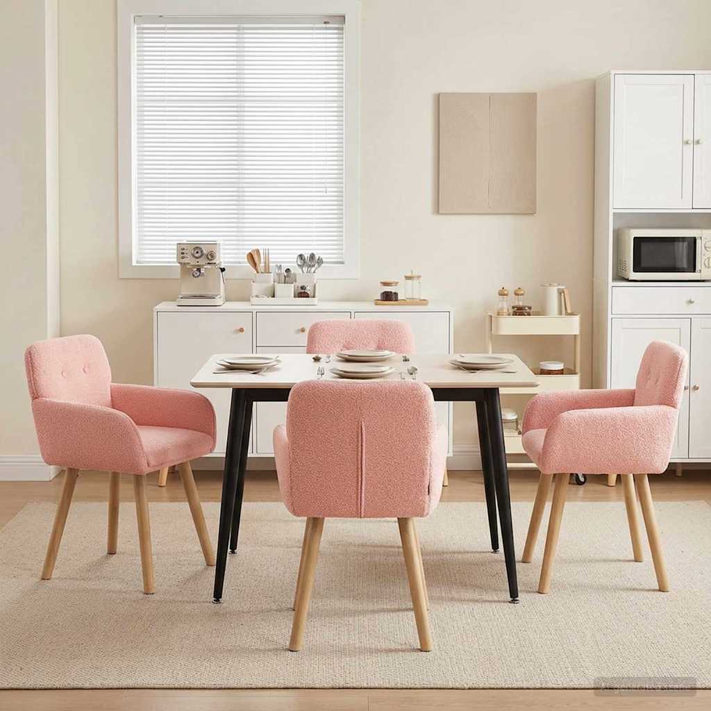 vidaXL Καρέκλες φαγητού 4 pcs Μπουκλέ Ροζ 59 x 57 x 85 εκ.