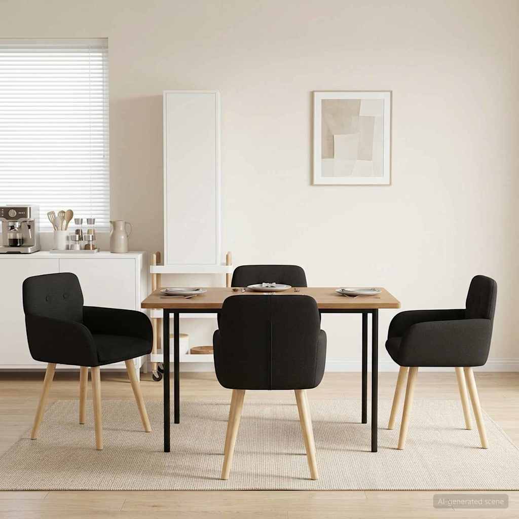 vidaXL Καρέκλες φαγητού 4 pcs Μπουκλέ Μαύρο 59 x 57 x 85 εκ.