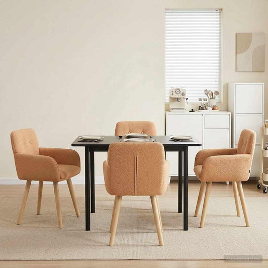 vidaXL Καρέκλες φαγητού 4 pcs Μπουκλέ Μπεζ 59 x 57 x 85 εκ.