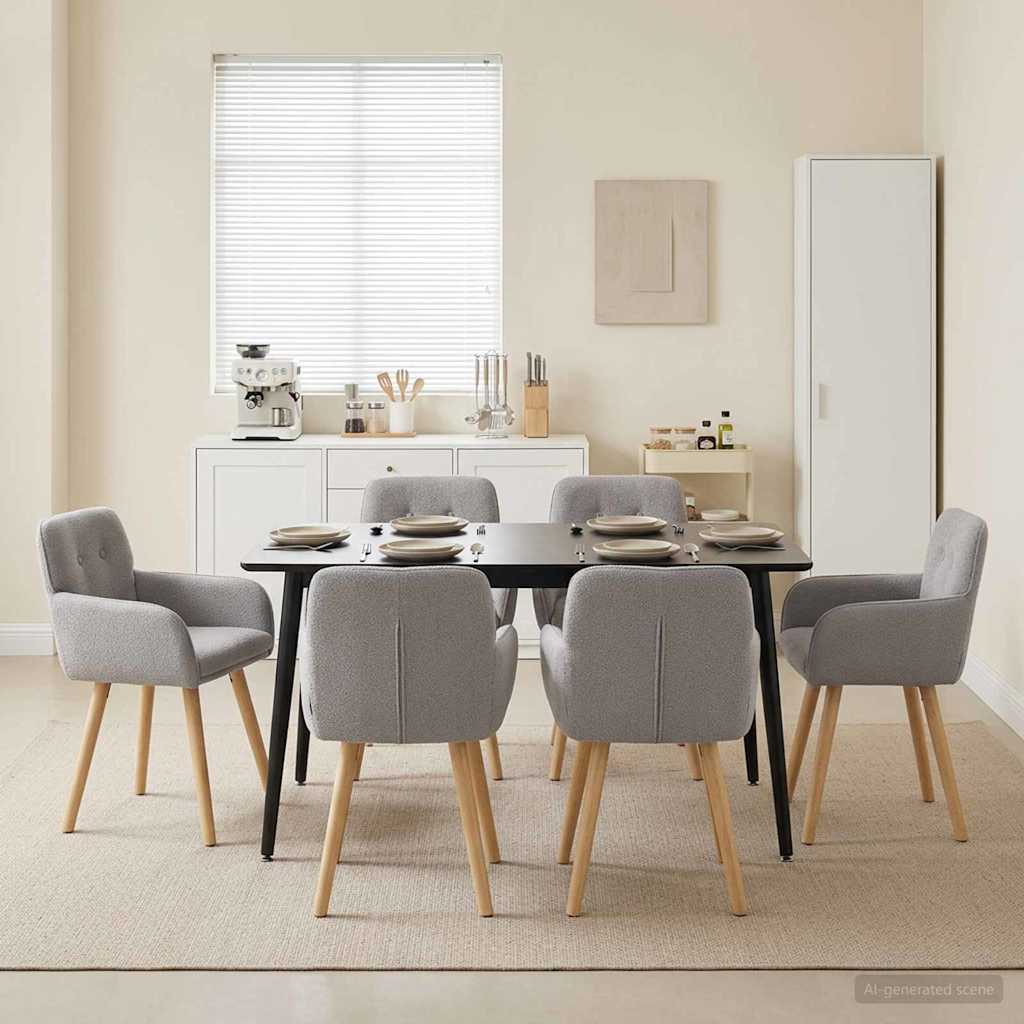 vidaXL Καρέκλες φαγητού 6 pcs Μπουκλέ Ανοιχτό γκρι 59 x 57 x 85 εκ.