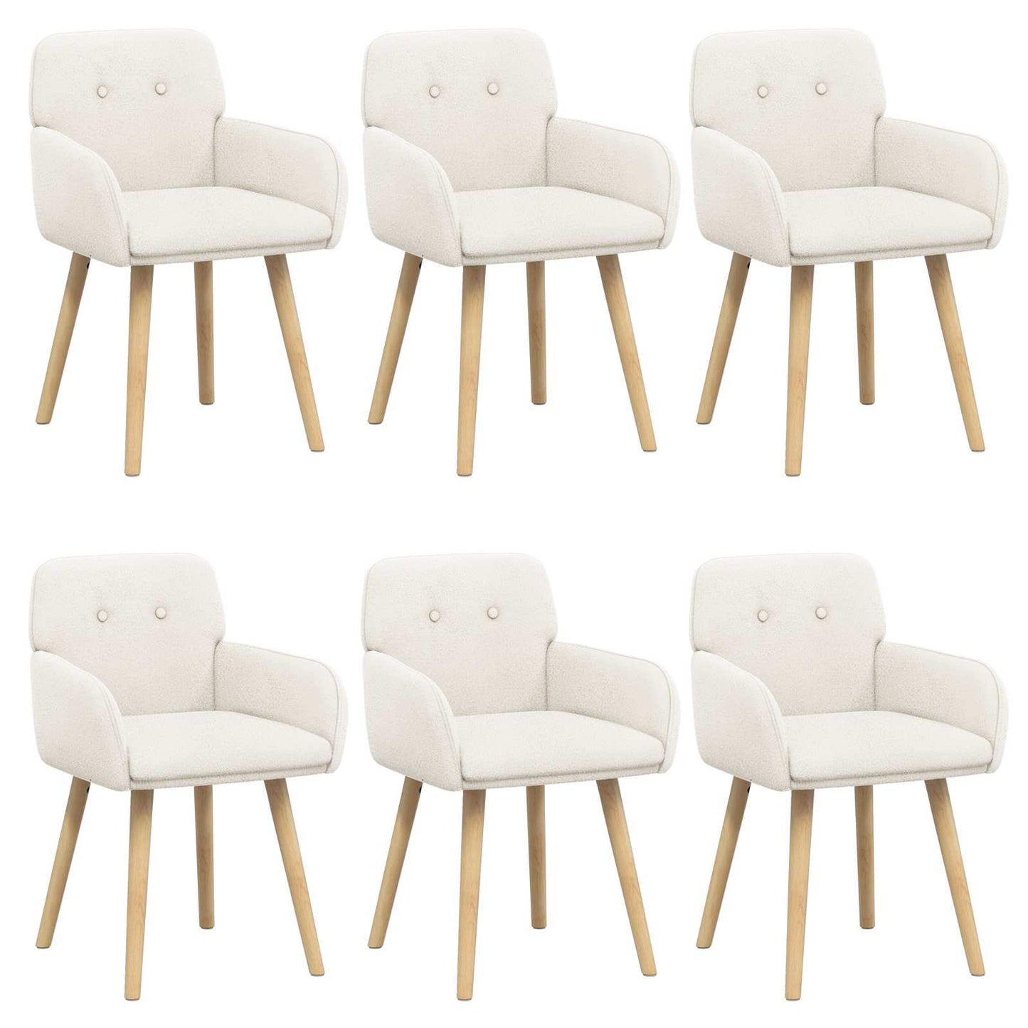 vidaXL Καρέκλες φαγητού 6 pcs Μπουκλέ Κρεμ 59 x 57 x 85 εκ.