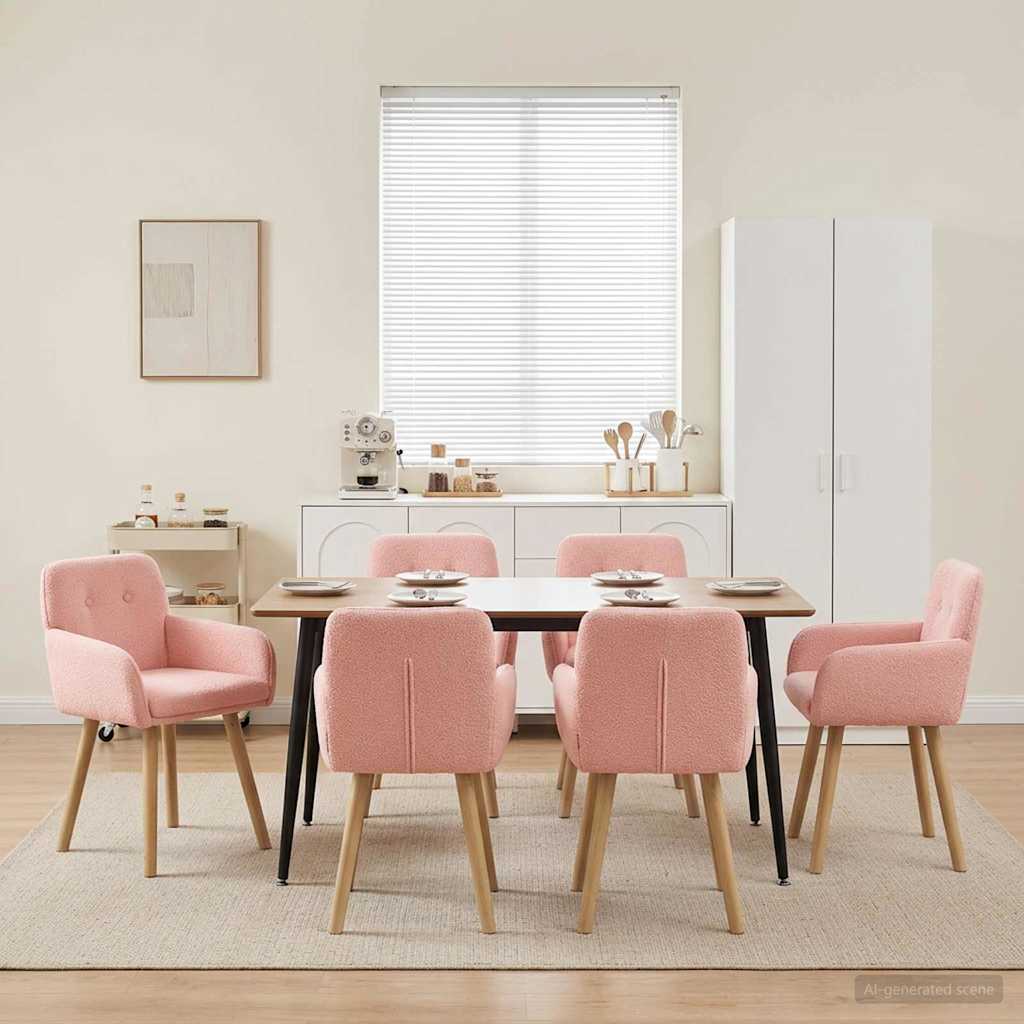 vidaXL Καρέκλες φαγητού 6 pcs Μπουκλέ Ροζ 59 x 57 x 85 εκ.
