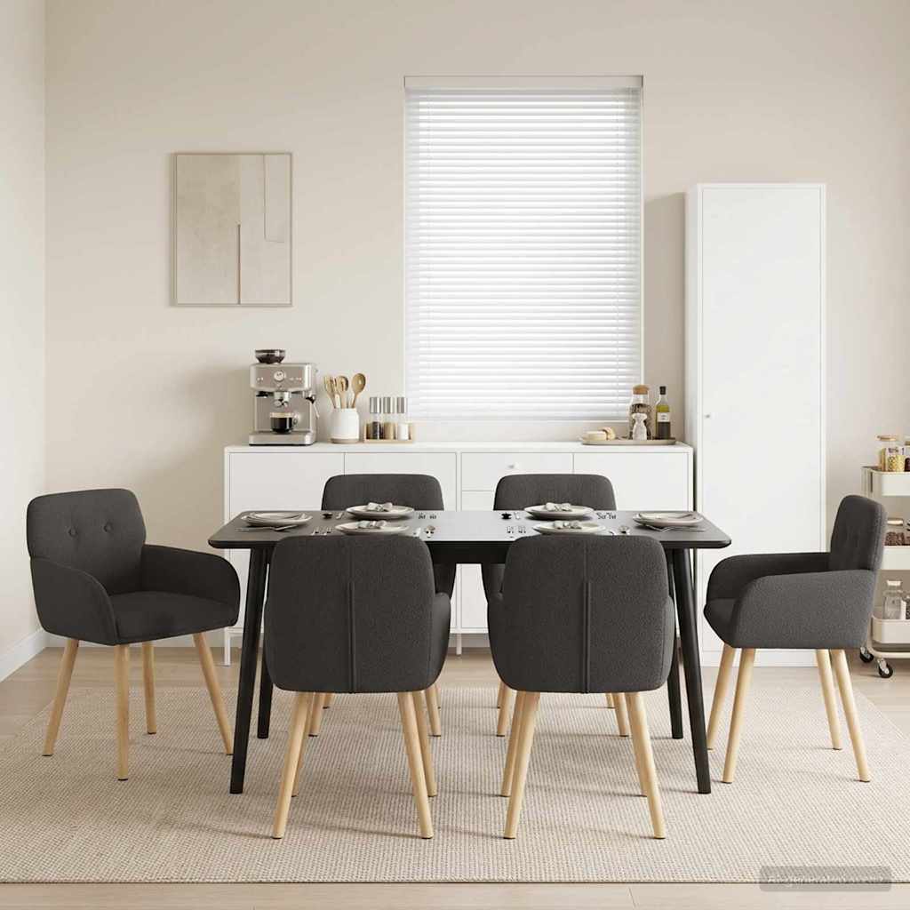 vidaXL Καρέκλες φαγητού 6 pcs Μπουκλέ Σκούρο Γκρι 59 x 57 x 85 εκ.