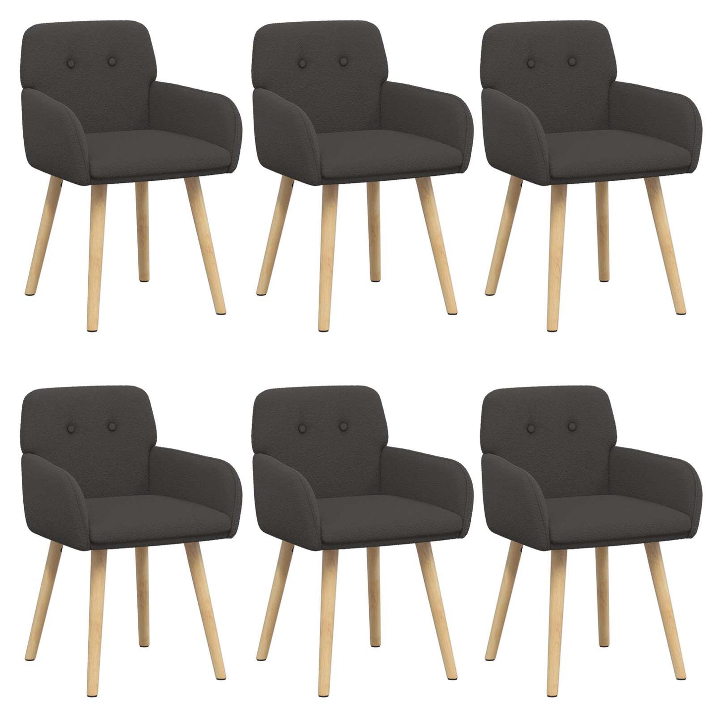 vidaXL Καρέκλες φαγητού 6 pcs Μπουκλέ Σκούρο Γκρι 59 x 57 x 85 εκ.